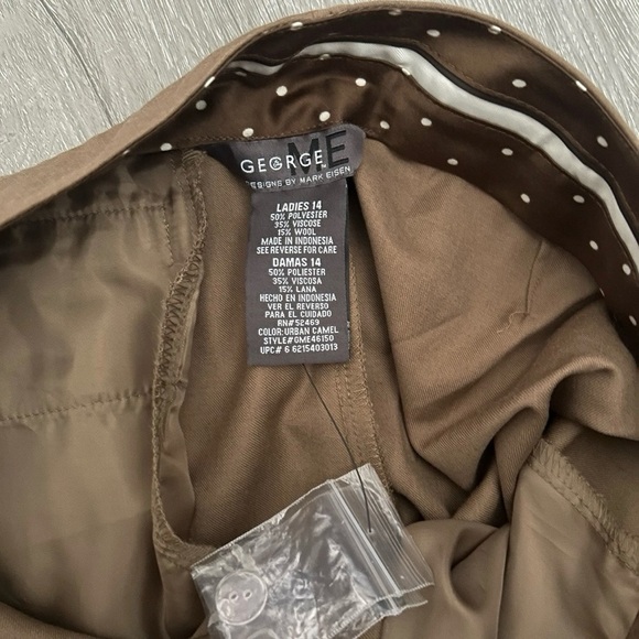 Women’s George Designs By Mark Eisen Brown Dress Pants Size 14 - Picture 3 of 3